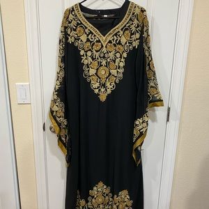 Black and Gold Kaftan Dress